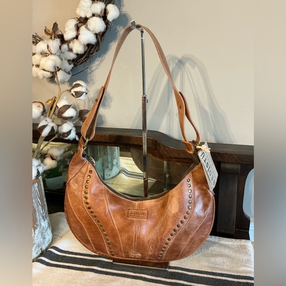 NWT Bed Stu Leather Studded Megara Shoulder Bag Hobo Tan DD MSRP $279 - Picture 10 of 12